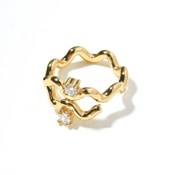Adjustable 3D Zircon-Embellished Open Ring